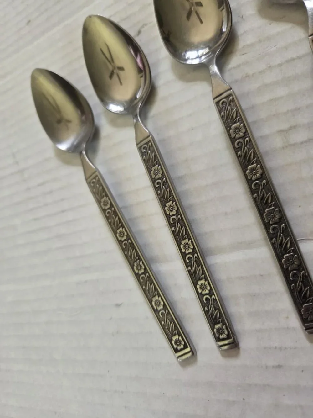 Gold Standard Night Blossom Teaspoons Set of 4 Japan Flowers Spoon